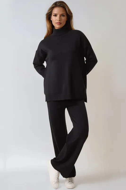 Knitted Roll Neck Jumper & Trouser Set - Aftershock London