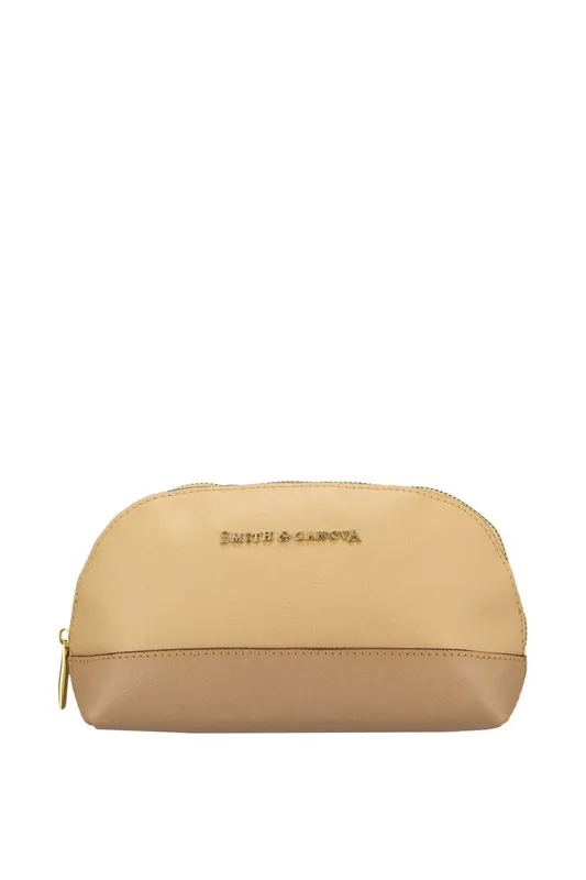 Two-Tone Leather Zip Around Makeup Wash Bag