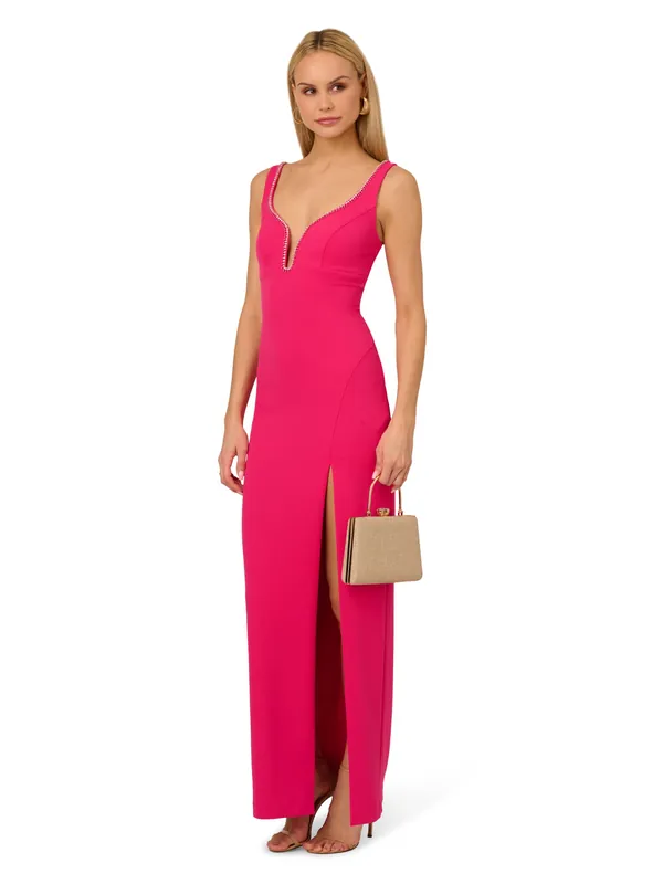 Knit Crepe Long Dress - Adrianna Papell