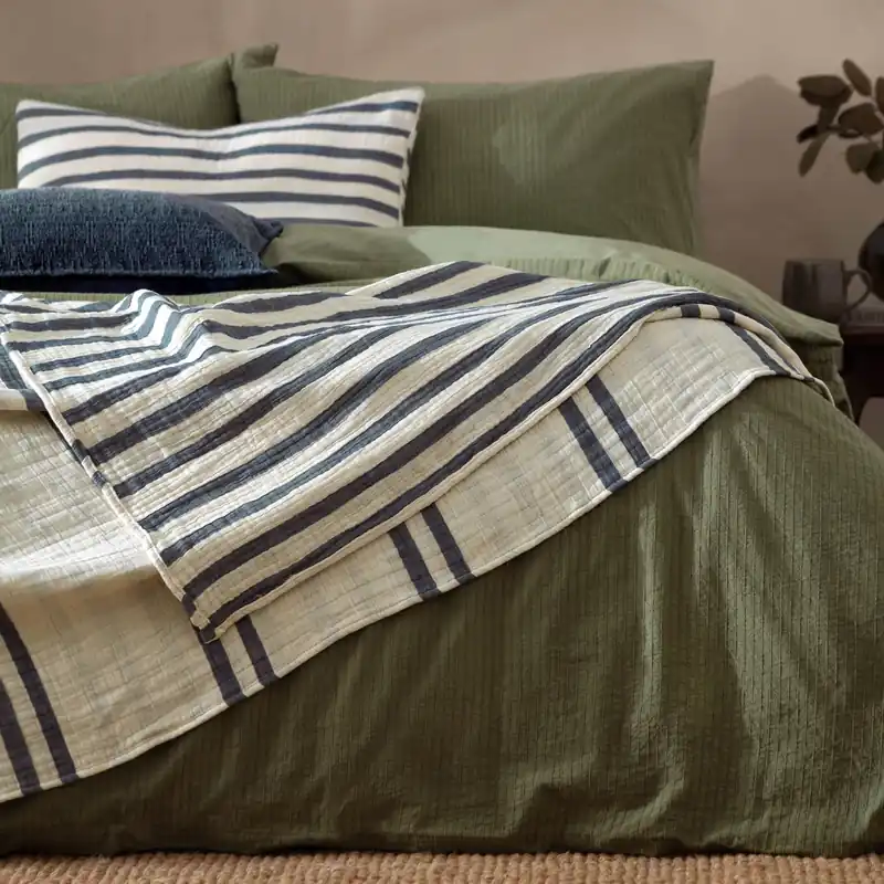 Woven Stripe 100% Cotton Bedspread - Yard