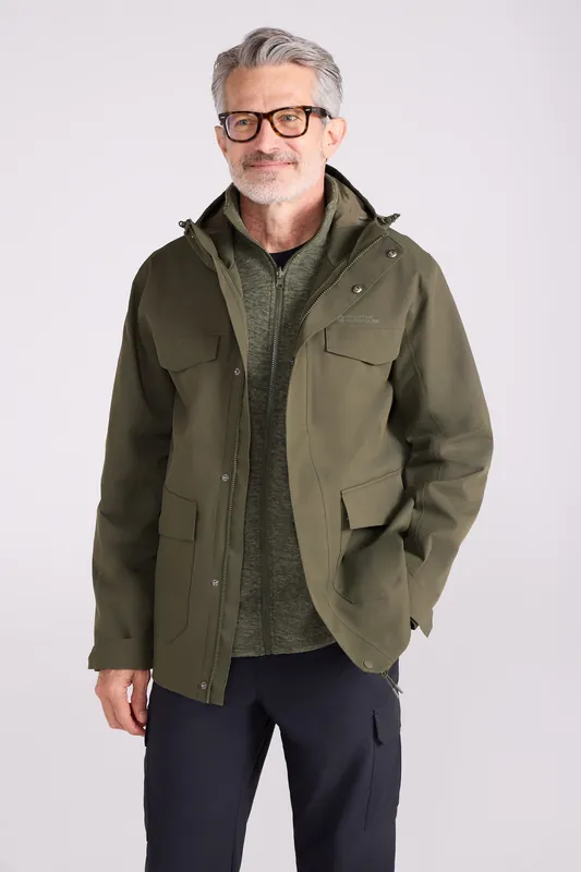 Rushes' Warm Fleece Lined 3 In 1 Waterproof Hooded Outdoor Jacket - Mountain Warehouse