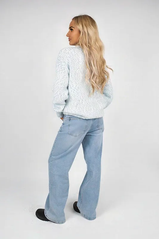 Zenya Fluffy Knit Oversized Jumper With Amour Slogan Detail - IKRUSH