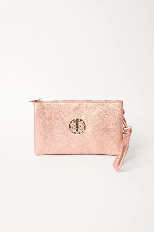 Detailed Zip Up Purse With Detachable Strap - Blue Vanilla