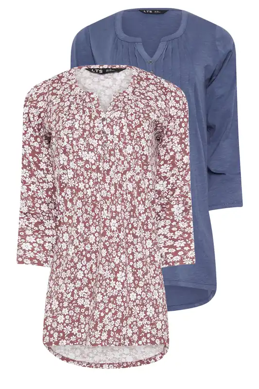 Tall 2 Pack Henley Tops - Long Tall Sally