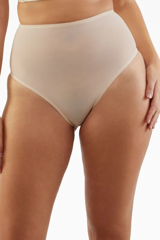 Elsie Peach Mesh Classic High Waist Brief - Playful Promises