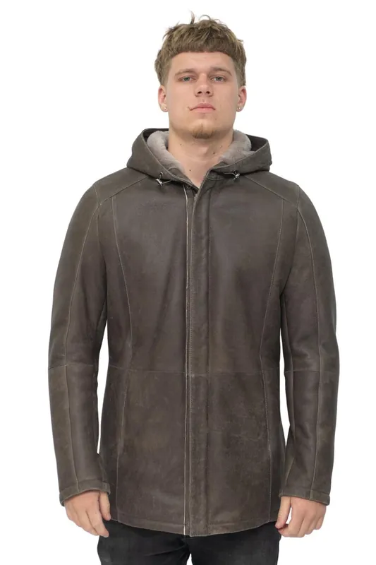 Sheepskin Hooded Parka Coat-Leyland