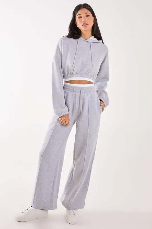 Contrast Waist Band Wide Joggers - Pink Vanilla