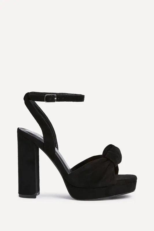 Ruba Black Faux Suede Platform Heel - Linzi