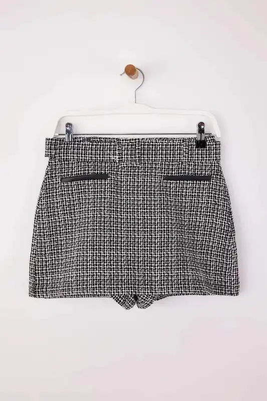 Check Textured High Waist Tailored Skort - WOVCOR