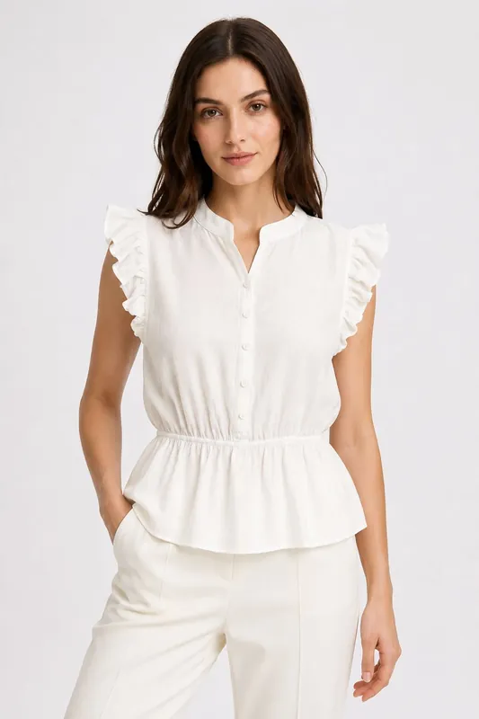 Textured Jacquard Peplum Blouse - MixRay