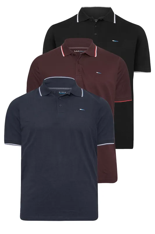 3 Pack Tipped Polo Shirts - BadRhino