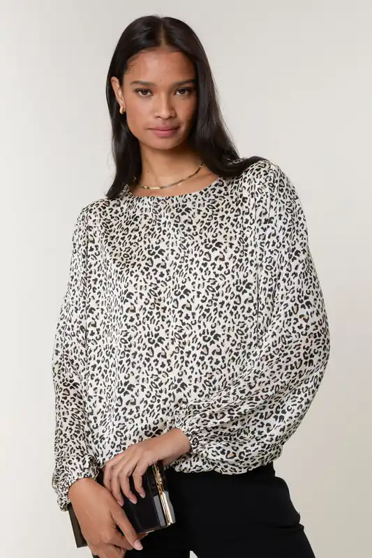 Black Leopard Print Blouse - Blue Vanilla