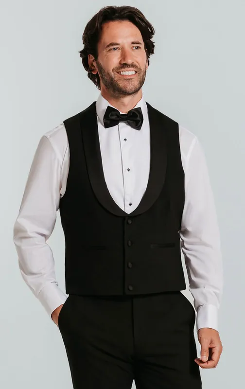 Black Shawl Lapel Tuxedo Waistcoat - Dobell