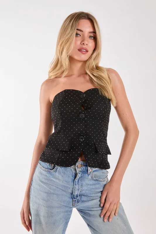 Diamante Bandeau Waistcoat - Pink Vanilla