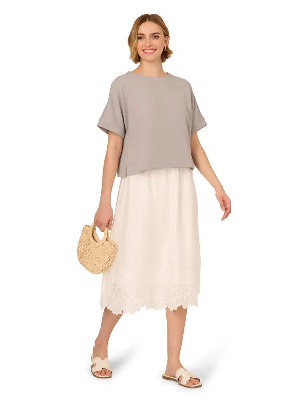 Ottoman Rib Dolman Knit Top With Button Back Detailing - Adrianna Papell