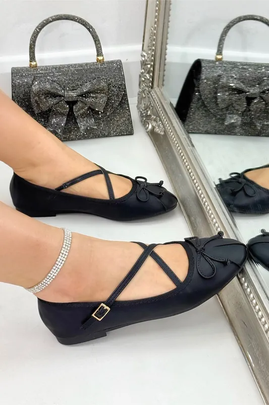 Chic Bow Crisscross Strap Ballet Flats - Love Lemonade