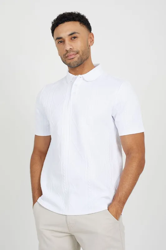 Jaquard Knit Polo Shirt - Brave Soul