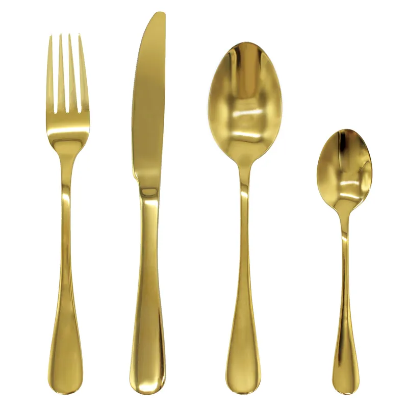 Cutlery Sets Gold Stainless Steel Spoon Fork 24 Piece Set - Glim & Glam