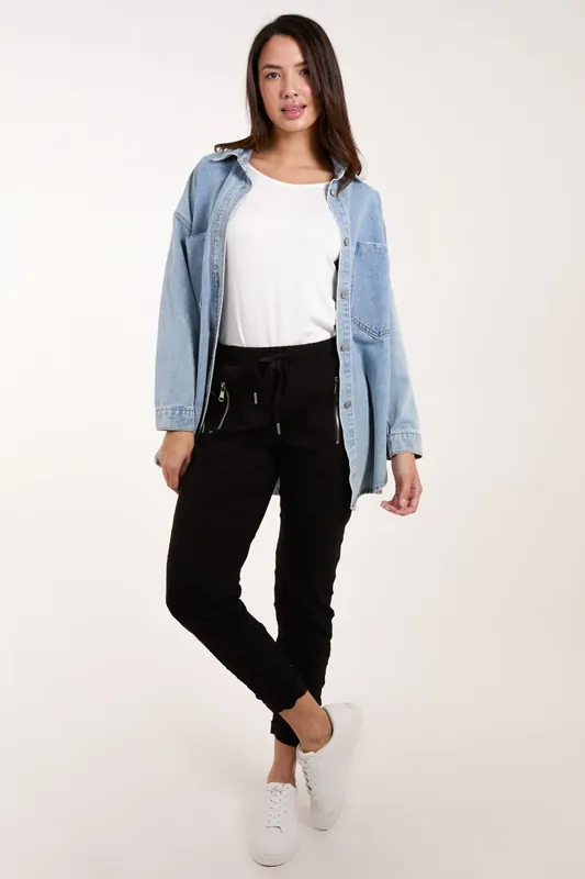 Zip Drawstring Trouser - Blue Vanilla