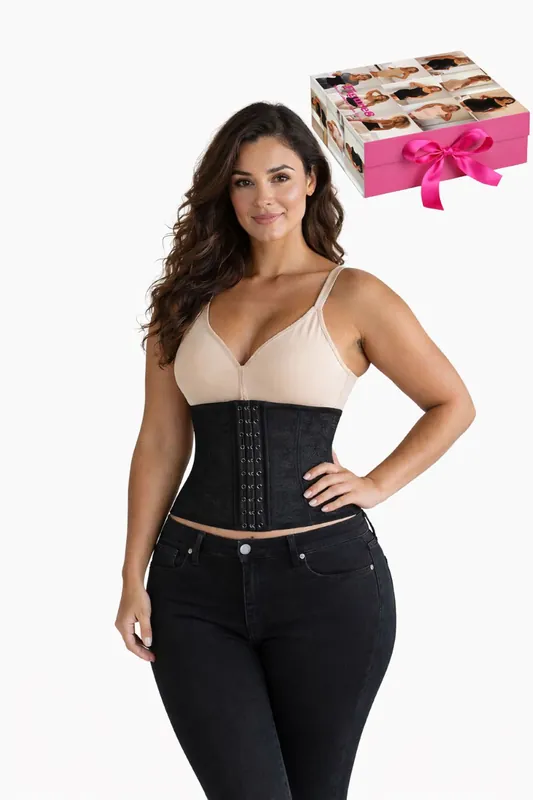 Womens Shapewear Figure8 Waist Shaping Lace Corset Black - FIGURE8 SHAPEWEAR