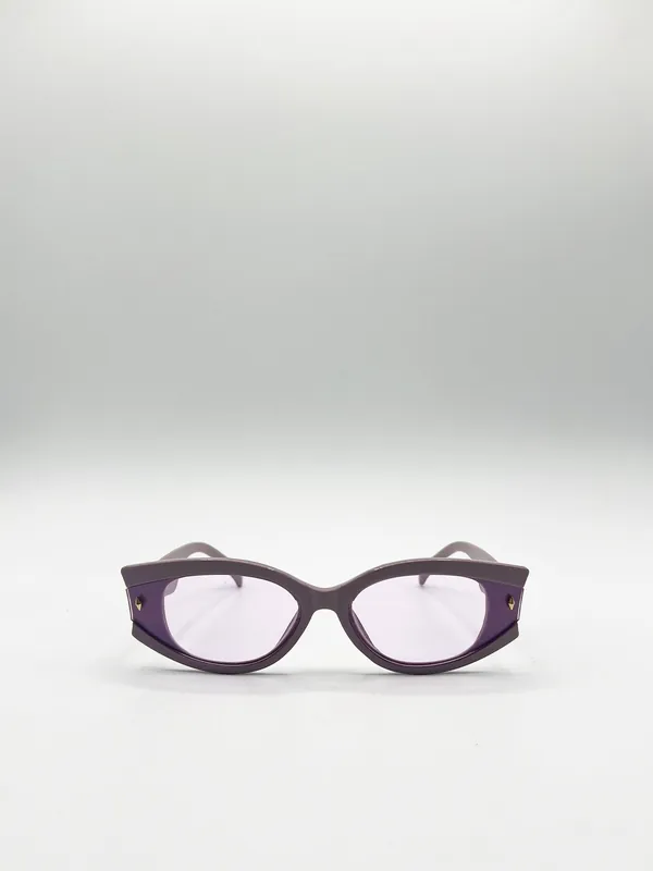 Oval Rectangular Vintage Sunglasses in Purple - SVNX
