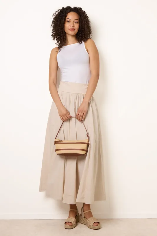 Stone Godet Hem Jersey Waist Skirt - Blue Vanilla