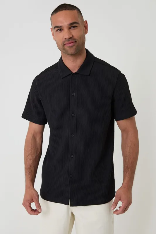 Plisse Rib Short Sleeve Shirt - Threadbare