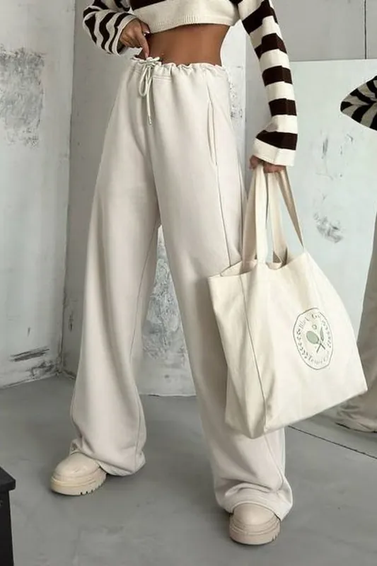 High Waist Drawstring Sweatpant Trousers - Hiccup