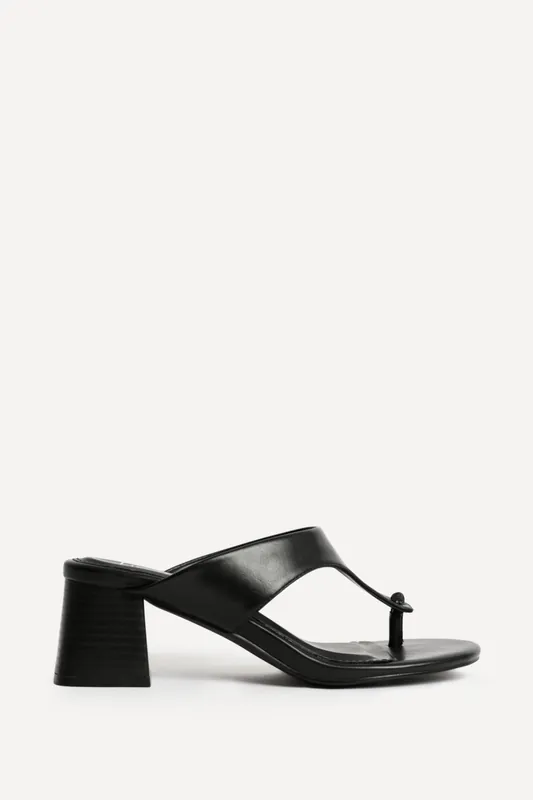 Briar Black Toe Post Mule Heels - Linzi