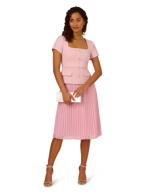 Boucle Combo Midi Dress - Adrianna Papell