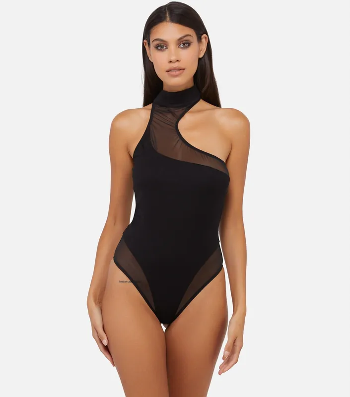 Lola Asymmetric Mesh & Jersey Body - Wolf & Whistle