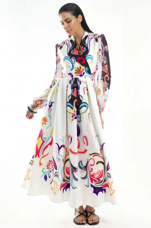 Floral Print Maxi A-Line Dress