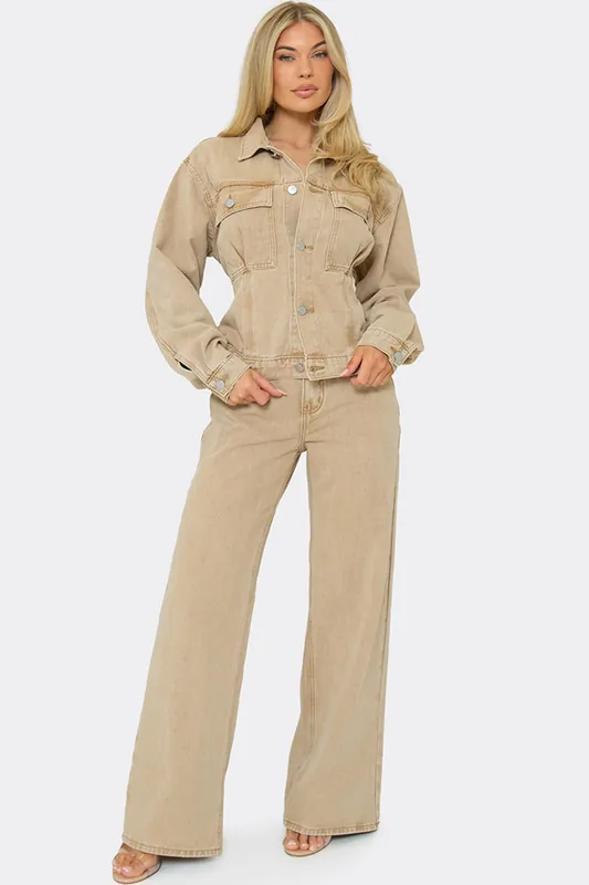 Wide Leg Denim Low Rise Jeans - EGO