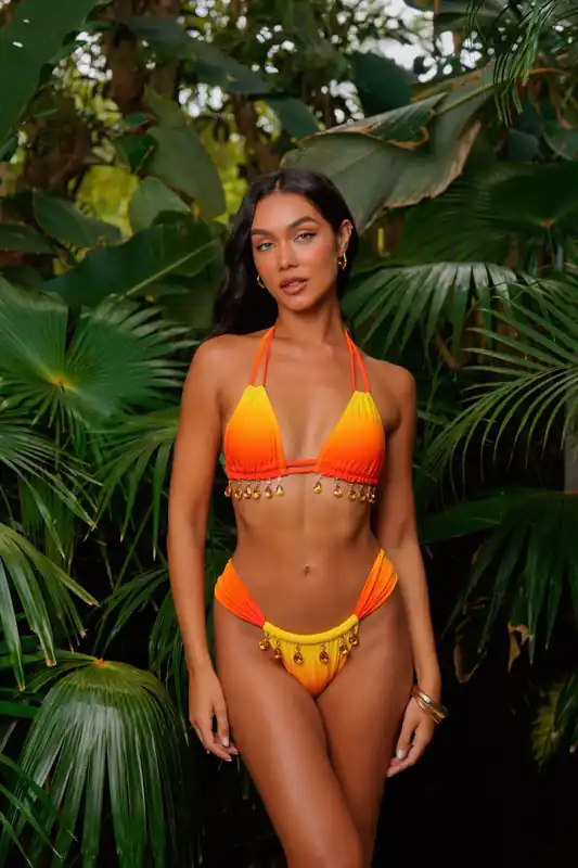Tequila Sunrise Droplet Triangle Bikini Top - Moda Minx