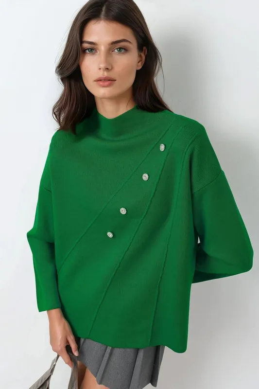Button Detailed Knit Sweater - MyFashion