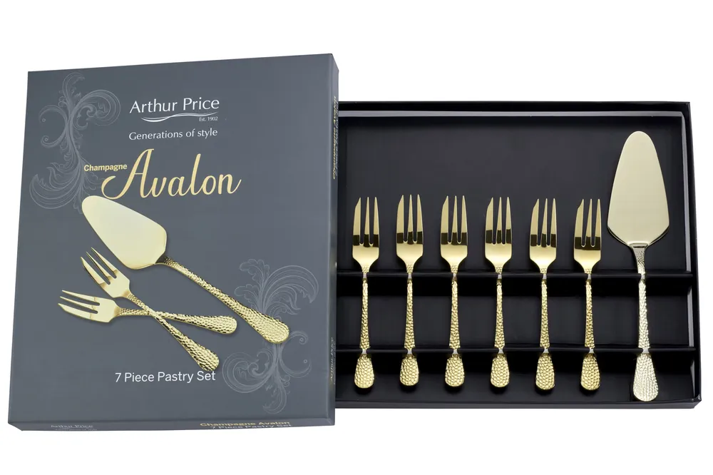 'Champagne Avalon' 7 Piece Pastry Serving Set Stainless Steel Gift Boxed Cutlery Set - Arthur Price