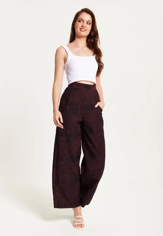 Wine Wide Leg Trousers - Liquorish