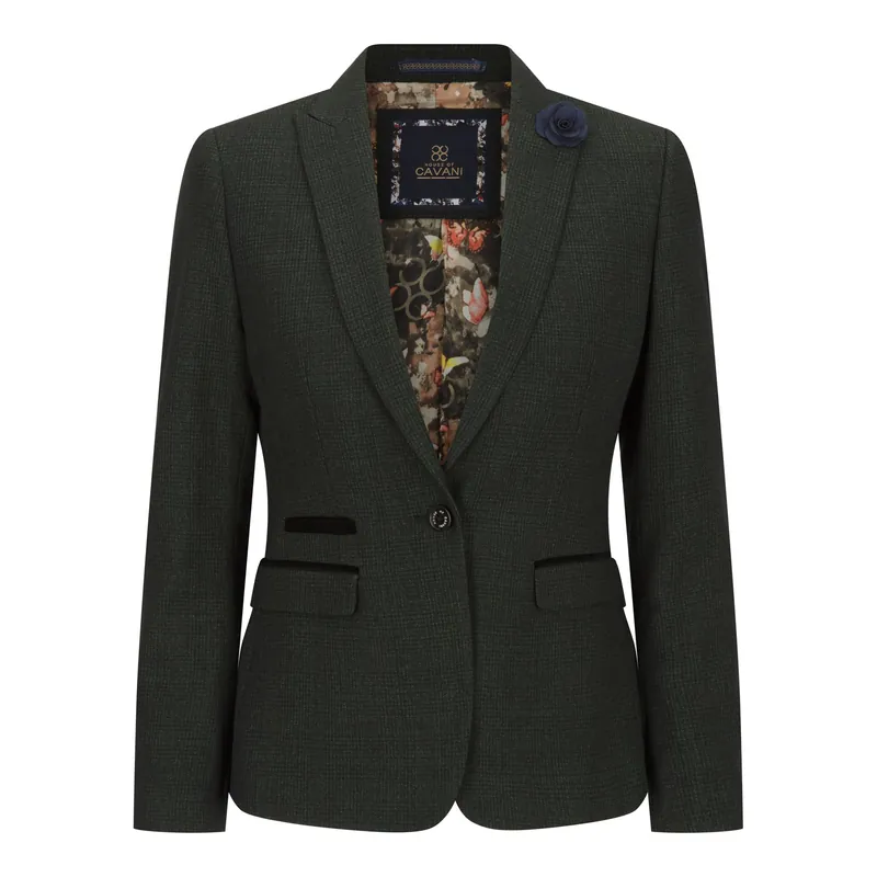 Women's Tweed Check Blazer Wool Classic Jacket - Infinity Leather