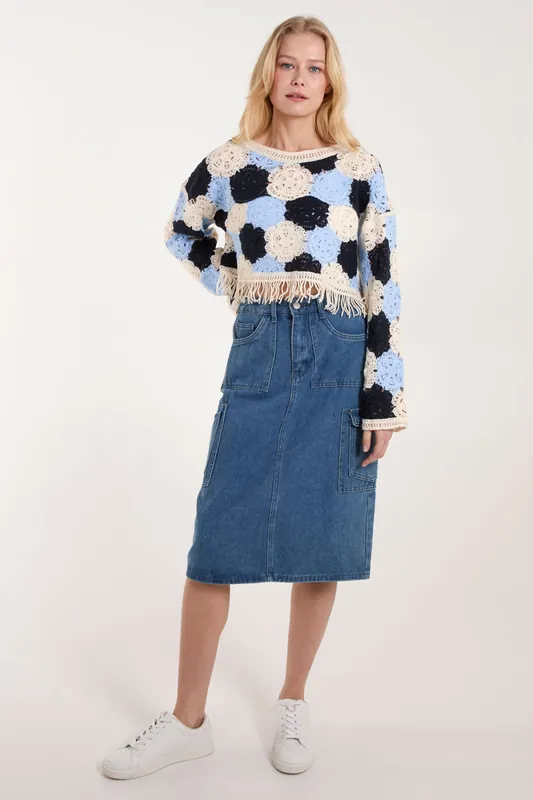 Blue Big Flower Jumper - Blue Vanilla