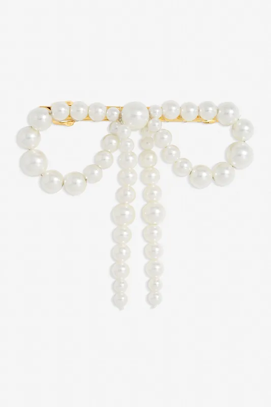 Gold Plated Pearl Bow Hair Clip - Jon Richard