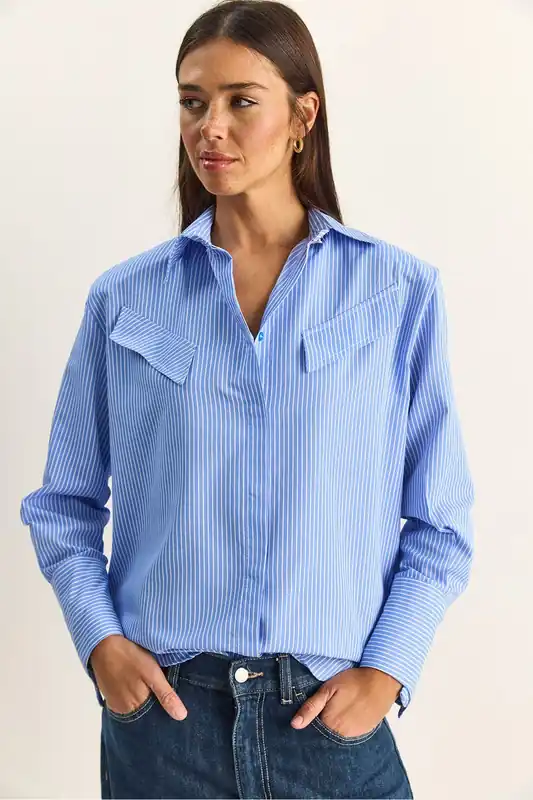 Striped Cotton-Polyester Poplin Shirt