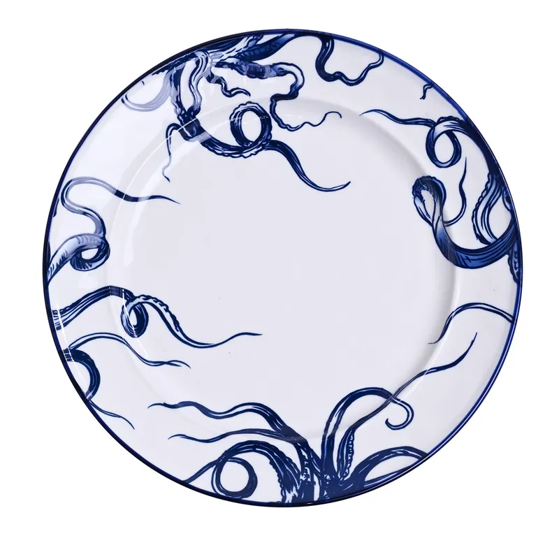 Set of 4 Dinner Plates Octopus Design 11" - Hestia