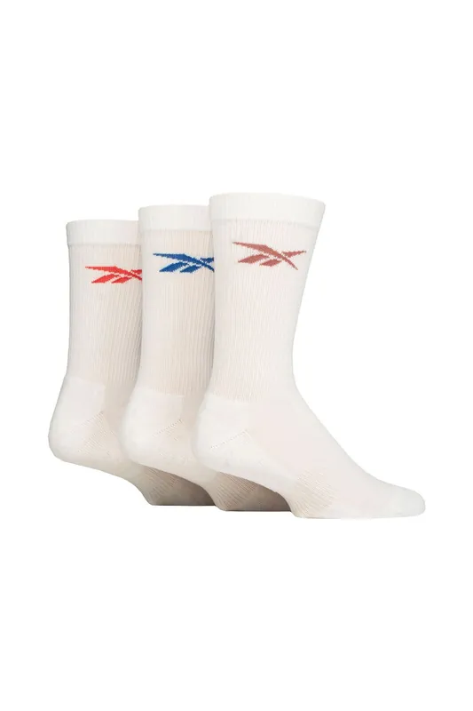 Mens and Ladies 3 Pair Essentials Cotton Crew Socks with Arch Support - Reebok