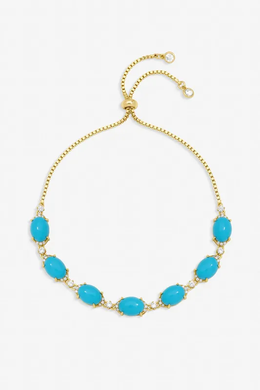 Gold Plated and Turquoise Stone Bracelet - Jon Richard