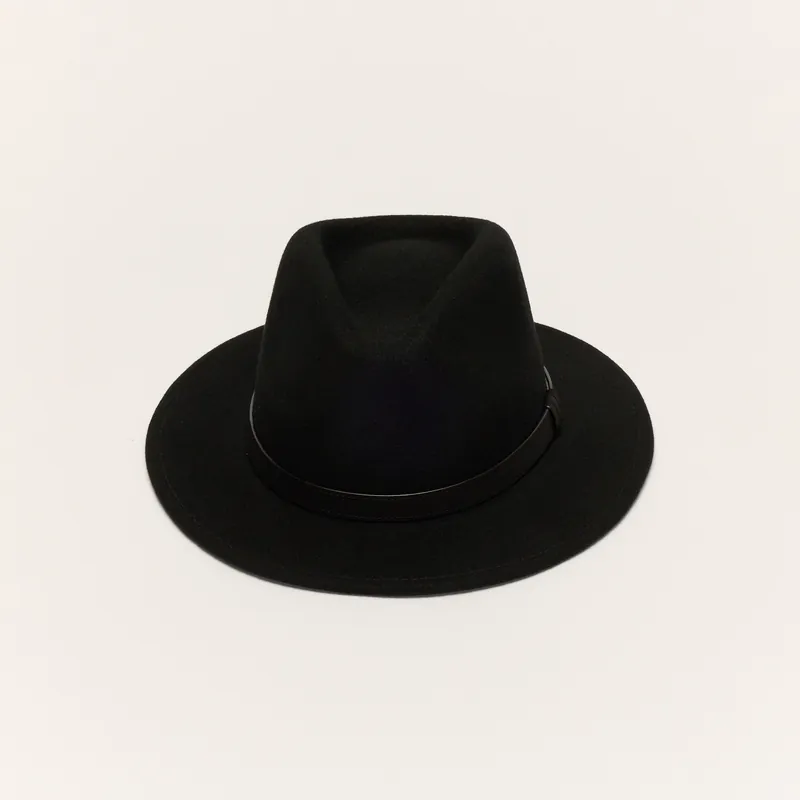 Wool Felt Fedora Hat with Leather Band - Liquorish
