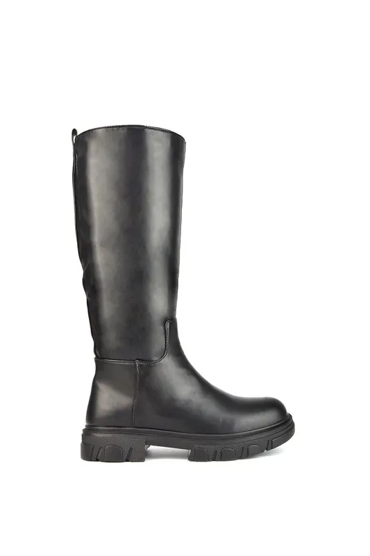 Lainey' Mid Calf High Biker Boots - XY London