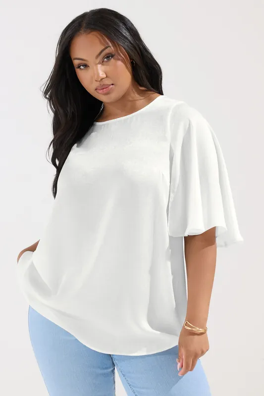 Metallic Angel Sleeve Blouse - Yours