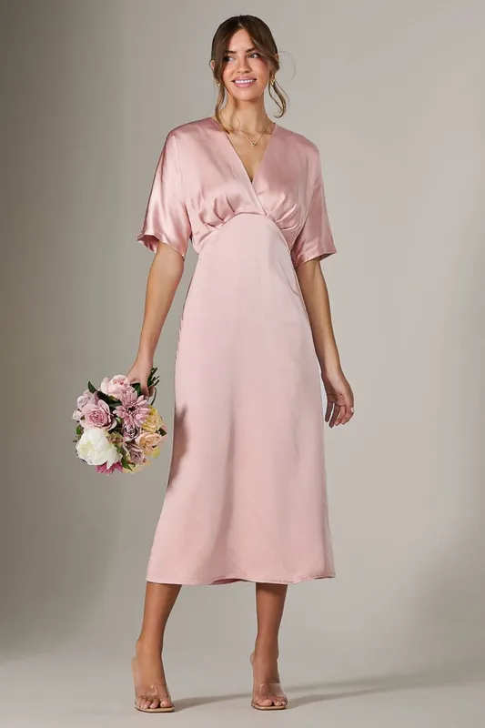 Satin A-Line Midaxi Dress