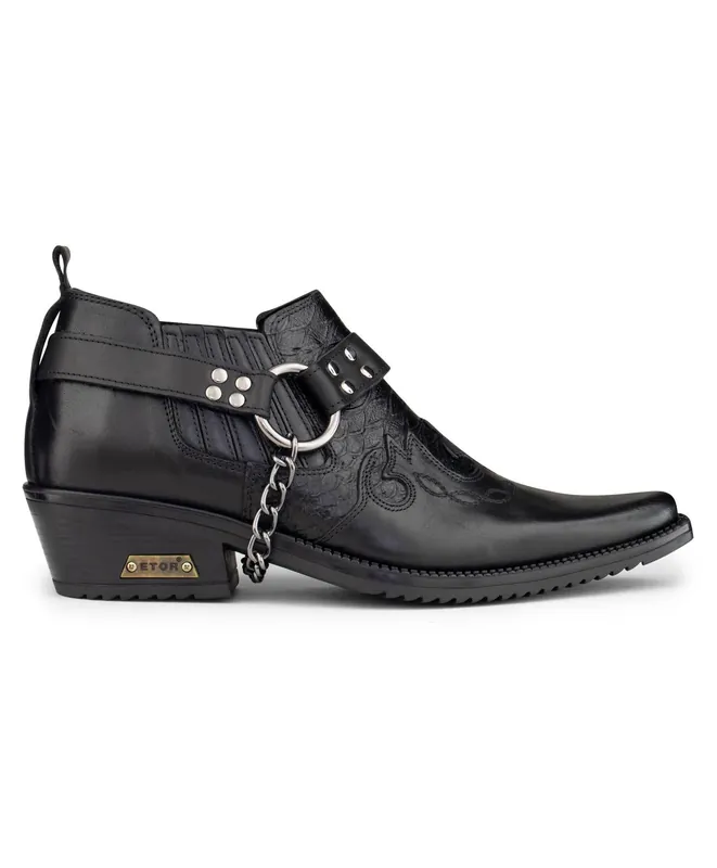 Leather Winklepicker Cowboy Cuban Biker Shoes - Infinity Leather