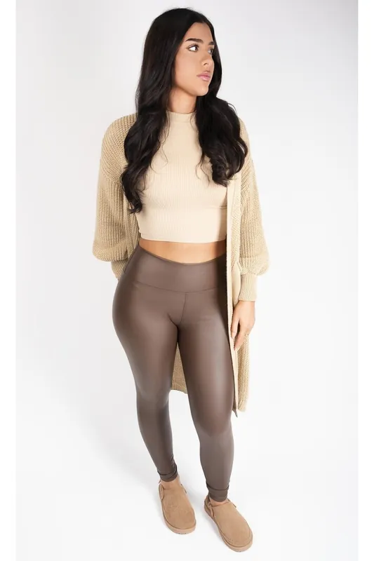 Serina High Waisted Faux Leather Leggings - IKRUSH